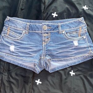 Low rise jean shorts